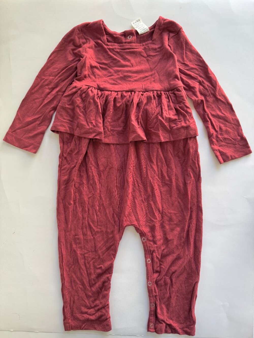 Kate Quinn Bamboo Peplum Romper Burgundy 18-24M